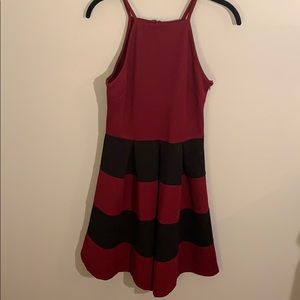 Maroon and Black Color Block dress